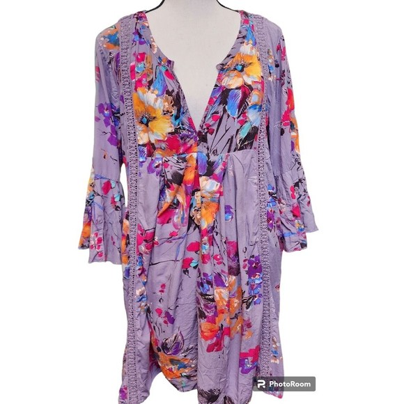 UMGEE Tops - Umgee Watercolor Oversized Top Size Large Hippie Boho